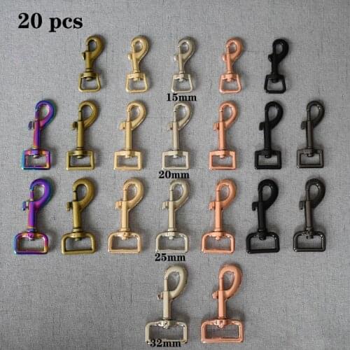 20 Pcs/Pack 15mm 20mm 25mm 32mm Solid Lobster Trigger Swivel Eye Snap Hook High Quality Leather Craft Bag Strap Belt Hook Clasp