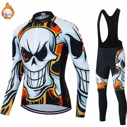 2021 Winter Thermal Fleece Men Cycling Jersey Set Outdoor Riding MTB Ropa Ciclismo Bib Pants Set Warm Cycling Clothing Bike Suit
