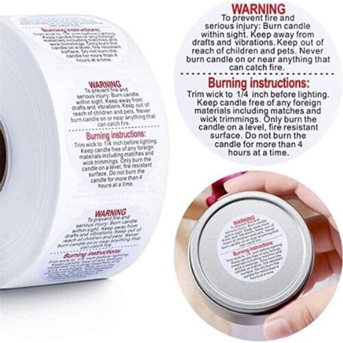 500pcs Candle Safety Warning Label Sticker Roll Candle Jar Container Safety Sticker Waterproof Candle Label Vow Warning Sticker