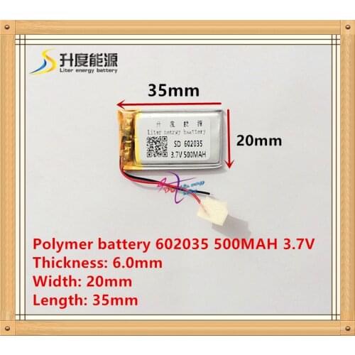 602035 062035 car battery 500mah lithium battery manufacturers WiFi mp3 story machine 3.7V lithium polymer battery