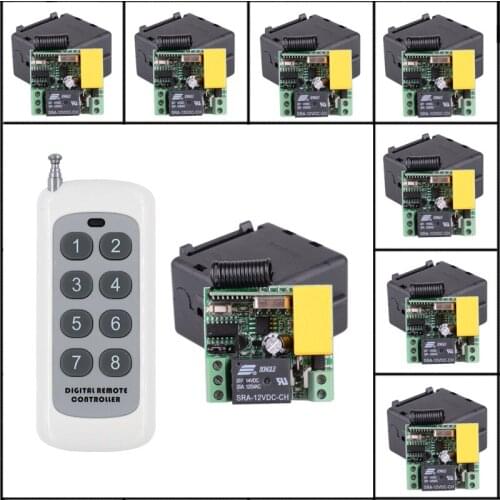 8CH 500M Transmitter + 8pcs Mini Size 220V 1CH 10A RF Wireless Remote Control Lights Switch System in 433MHZ