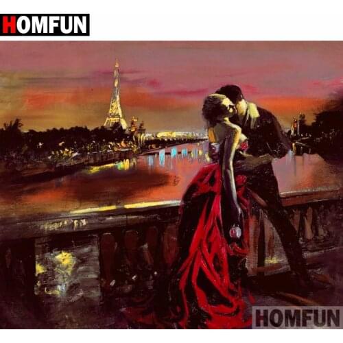 HOMFUN Full Square/Round Drill 5D DIY Diamond Painting "Couple night scene"3D Diamond Embroidery Cross Stitch Home Decor A20156