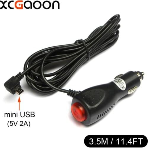 XCGaoon 10 piece Curved mini USB Car Charger for Car DVR Camera / GPS / Pad, input DC 12V - 24V Output 5V 2A, Cable Length 3.5m