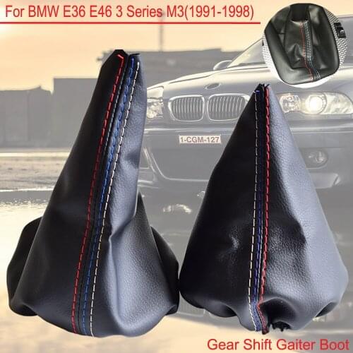 Car Accessories Gear Manual Shift Leather Boot With Handbrake Gaiter Boot Cover Set Fit For BMW E46 3 Series E36 M3(1991-1998)