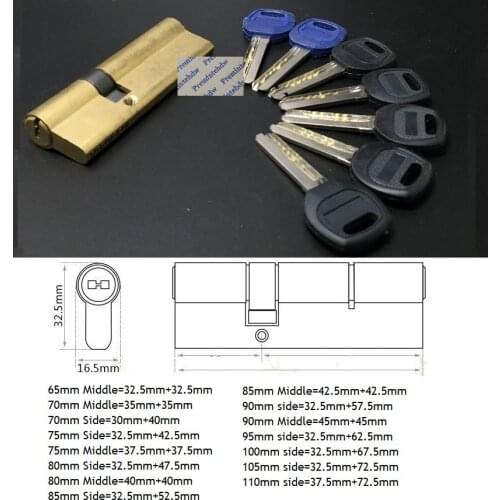 AB Grade 65-100mm Solid Brass Lock Cylinder With 7 keys Entry Door Double Keyed Replacement