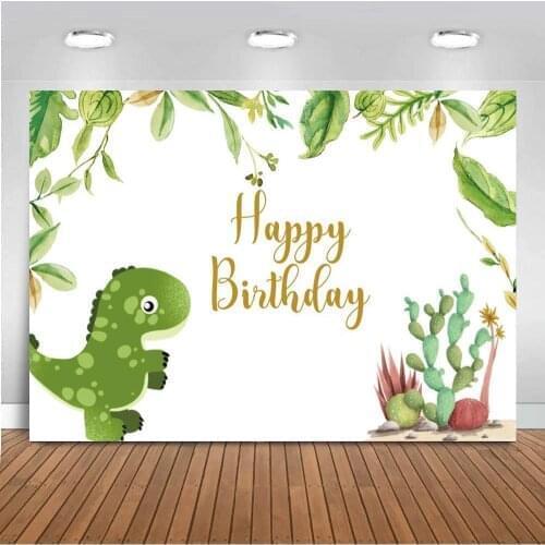 Dinosaur Baby Shower Backdrop Sun Green Leaf First Birthday Party Decorations Supplies Background for Photography