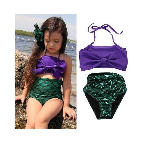 Branded 2016 new purple mermaid girl sswimwear baby kids swimwear biquini infantil swimsuits bikini kids swimwear for girls