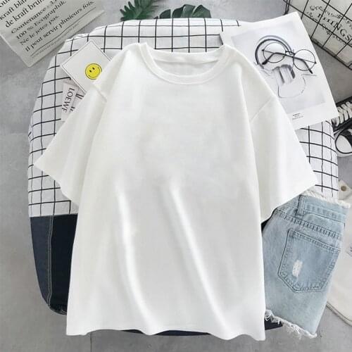 Harajuku Oversized T-shirt Fashion Pure white Tops Women Tshirt black Vogue Lady Leisure Aesthetic Summer Tshirt Female T-Shirt