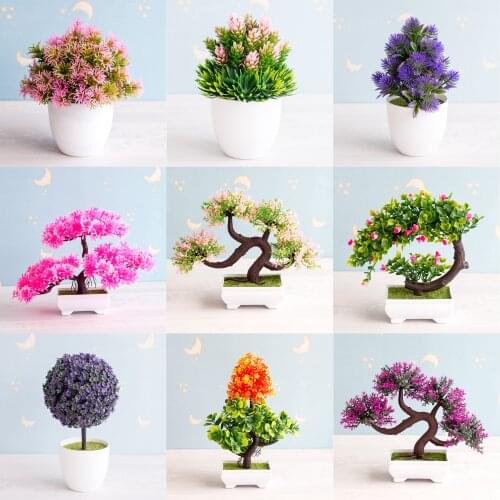 NEW Artificial Plants Bonsai Small Tree Pot Plants Fake Flowers Potted Ornaments For Home Decoration Hotel Garden Decor