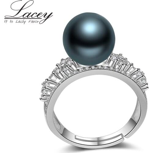 Fashion Tahitian black pearl rings,real 925 sterling silver ring peacock green pearl,fine ring jewelry for wedding women gifts