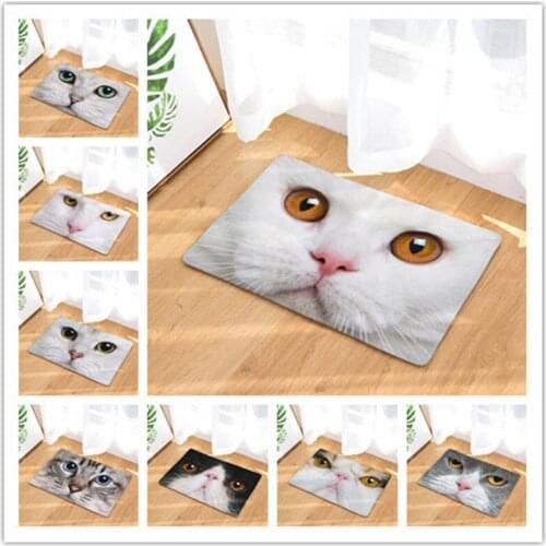 The Cat Face Printed Floor Mats Living Rooms Anti-slip Carpet for Bedroom Kitchen Bathroom Rug Welcome Mats for Front Door