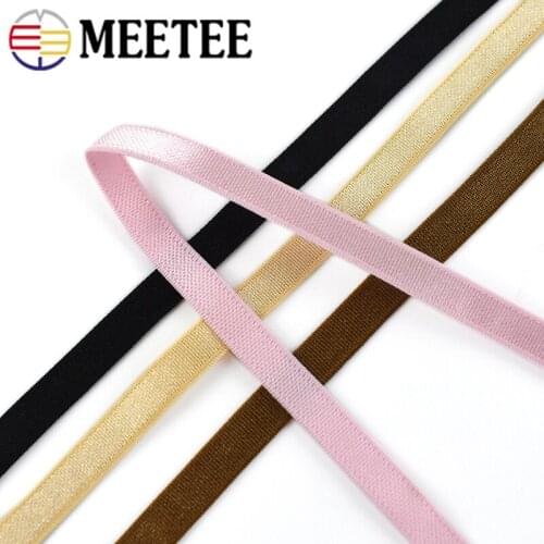 Meetee 21/42M 8mm Elastic Band Bright Shoulder Strap for Underwear Bra Elastic Band Notebook Spring Bandage DIY Garment Sewing