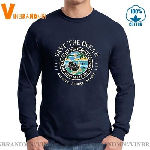 Sea Turtle Stop Pollution Protect Environmen Dropship t shirt Vintage Save The Ocean Save A Turtle Long Sleeves men T shirt