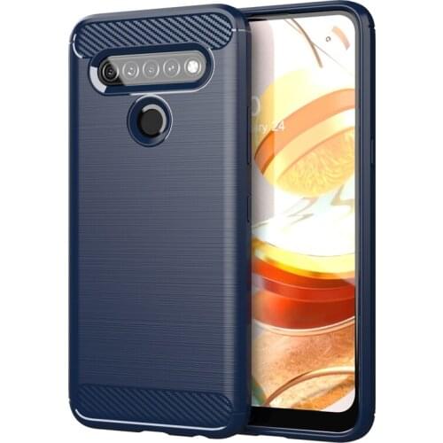 Carbon Fiber Soft Silicone TPU Case for LG Q61 Anti Scratch Shockproof Back Shockproof Bumper Covers