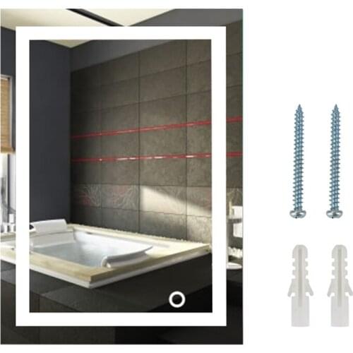 2021 Newest LED 5050 Wall Bathroom Mirror Makeup Mirror With Touch Screen Button Bathroom Mirror On Wall Dropshipping HWC