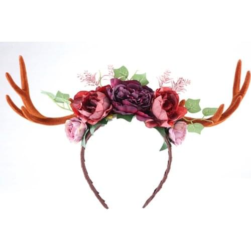 Gothic Floral headband Halloween Antlers Christmas Costume Horns Women Headbands Cosplay Party Fancy Dress