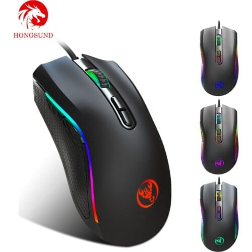 Hongsund Upgraded version RGB Light 7200DPI Macro Programmable 7 Buttons Optical USB Wired Mouse Gamer Mice computer Gaming