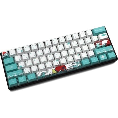 Russian Sea Coral Ukiyo-e Keycap Dye Sublimation OEM Profile For GH60 GK61 GK64 Dropship