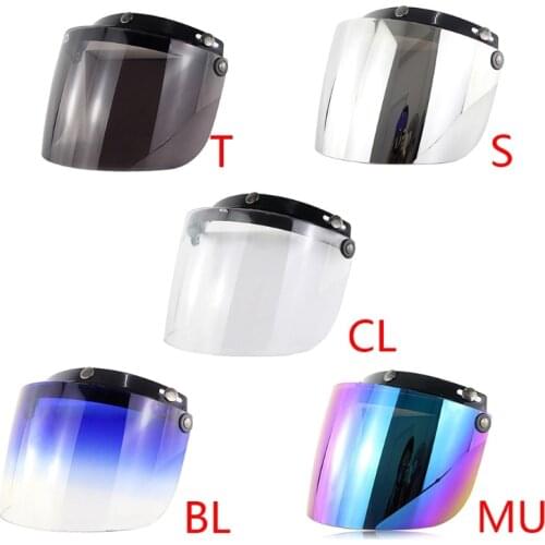 Windproof 3-Snap Visor Lens Shield for Motorcycle Helmets Flip Up Down Open Face Anti glaring Helmet Accessories