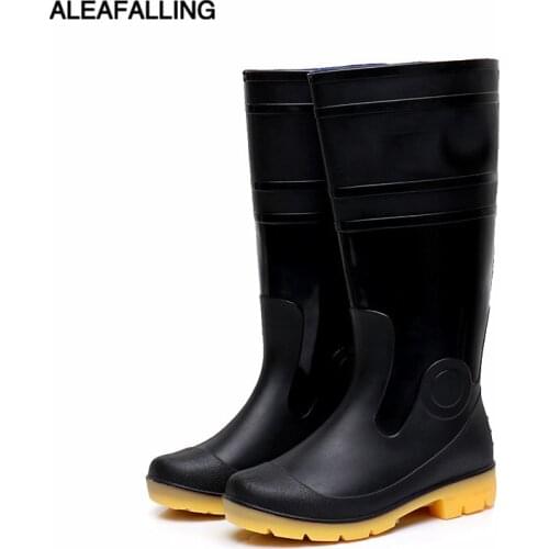 Aleafalling New Thicken Waterproof Rain Boots Labor Shoes Men Rain Boys Water Rubber Knee High Tube Boots Slip On Botas 201936