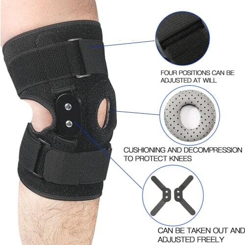 Hinged Knee Brace Double Support with Adjustable Open Patella Compression Knee Pad for Pain Relief Patella Tendon Support