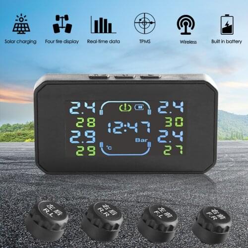 Minivan Truck Tire Pressure Monitor System S04 Solar TPMS w/ 4 External Sensors Outdoor Personal Car Parts Decoration