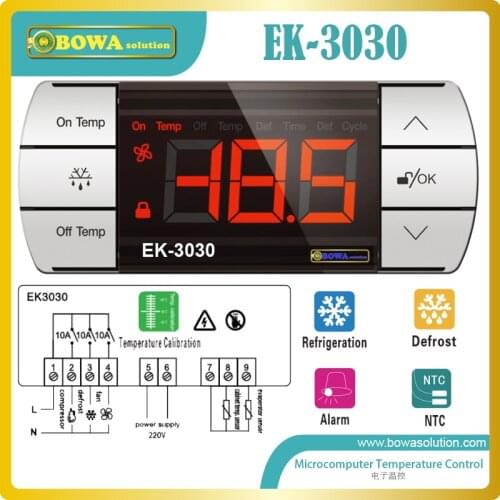 Touch control microcomputer themostat measure, display temperature with forced defrost, for coolant cabinets, kitchen cabinets