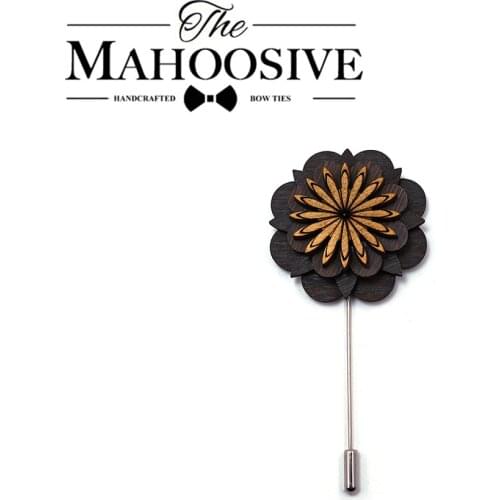 Wood Brooches Lapel Pins Mens Suit Gold Rose Flower Canvas Fabric Tie Pin Collar Flower for wedding