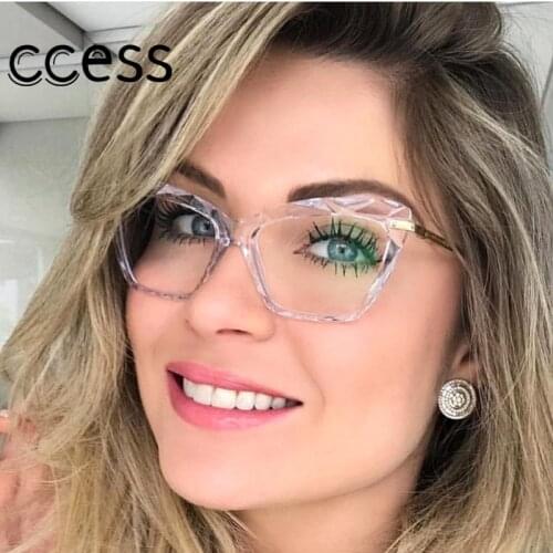 Trending Square Women reading Glasses Frame Crystal Multi-section Brand Design Optical Computer Glasses Oculos De Sol Eyewear