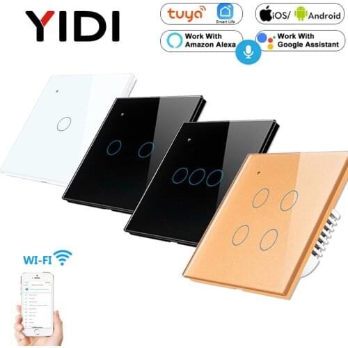 1 2 3 4 Gang WiFi Smart Light Touch Switch EU UK Standard Wireless Remote APP Control 2/3 Way Tuya Light Switch Alexa