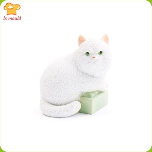 Vertical Cat Silicone Mold chocolate cake decoration Candle Soap mould