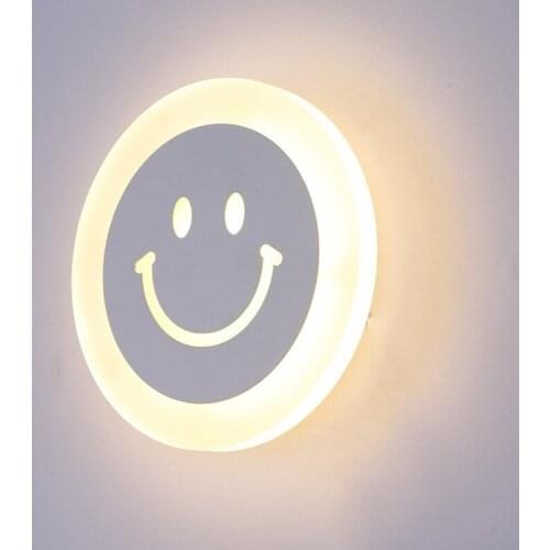 Vip Entrance Led Smiley porch light 10W led strip Wall Lamp luminaria Bedroom kids Modern Acrylic Wall Light mirror led lamps
