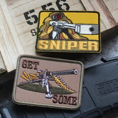 Military Sniper Embroidery Patch Get Some Tactical League For Clothes Combat Emblem Applique Embroidered Badges
