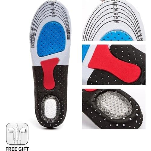 Two Pairs Unisex Silicone Sport Insoles Shock Breathable Orthotic Arch Support Running Insoles Insert Cushion Size 35-48