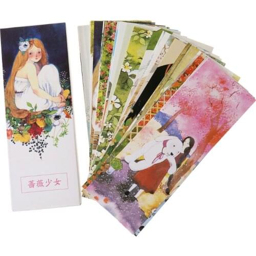 30pcs Flowers Birds Bookmarks Paper Page Notes Label Message Card Book Marker School Supplies Stationery M5TE