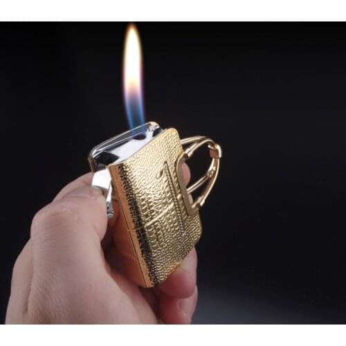 Women Cigarette Lighter Creative Compact Handbag Lighter Mini Butane Gas Inflated Fire Lighters Bar Metal Funny Toys No Gas
