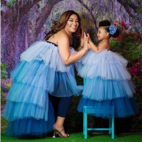 Chic 2021 Mix Color Ruffles Tiered High Low Tulle Skirts Women Elastic Puffy Long Tulle Skirt Custom Made Saias