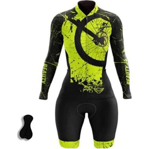 Pro TeamTriathlon Suit Womens Long sleeve shorts Cycling Jersey Sets Long Sleeve Skinsuit One Piece Jumpsuit Speedsuit Trisuit