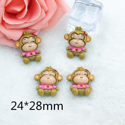 10pcs/lot flat back resin cartoon monkey with heart DIY resin cabochons accessories