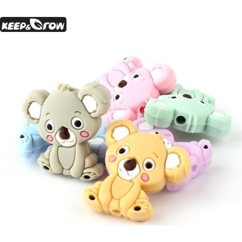 10Pcs Mini Koala Silicone Beads Food Grade Baby Teething Nursing Necklace Accessories Silicone Teether Beads DIY Pacifier Chain