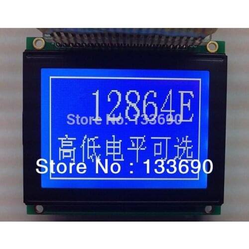 128X64 12864 128*64 Graphic Dot LCD Modules, Blue White LCD,Handheld device display KS0107/KS0108 or Equivalent