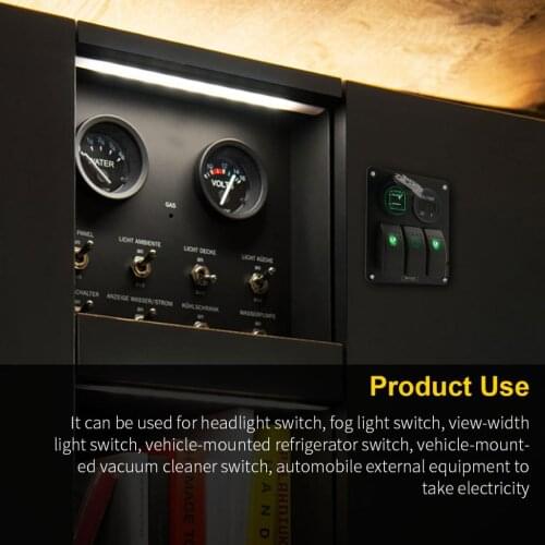 3 Gang Switch Panel with 12V-24V Voltmeter 4.8A Dual USB Charger for RV Car
