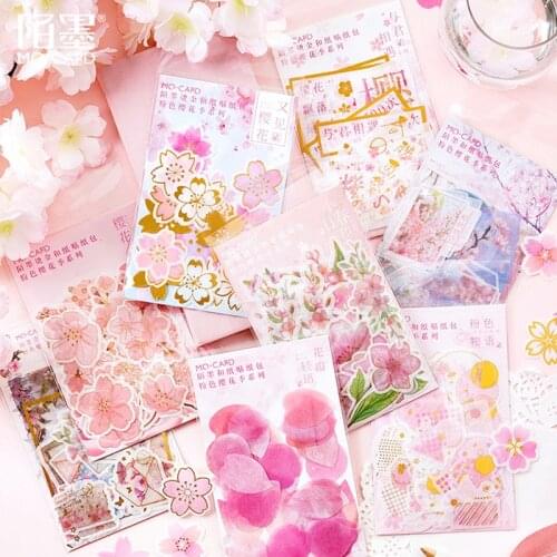 45-60 Ppcs/lot Pink Cherry blossoms petal sticker decoration stickers DIY for craft diary scrapbooking planner label sticker