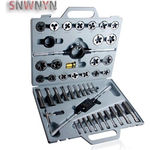 45pcs/set 1/4"-1" Tap and Die Set Inch Hand Screw Taps Alloy Steel Thread Cutting Tool