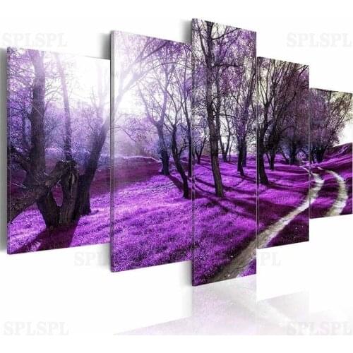 5 Pieces Natural Landscape Poster Trees Sunshine Lawn Prints Forest Canvas Painting Modular Pictures Wall Art Home Decor