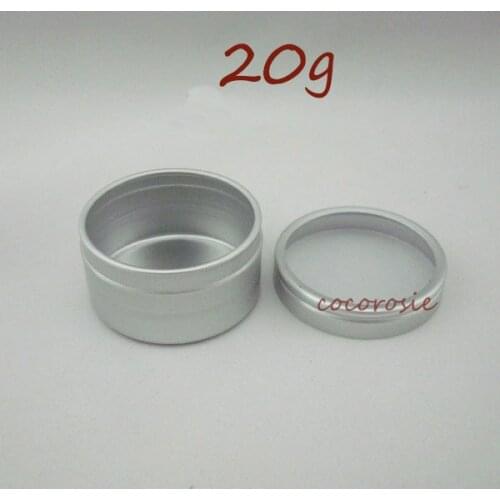 50pcs/lot 20ml/20g Aluinium jar pot tins cosmetic containers with clear window for cream/lip balm with best price