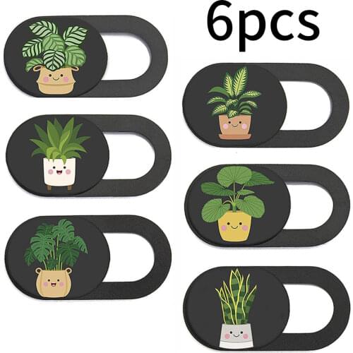6pcs/set Cute Plant Camera Webcam Privacy Cover Slide Phone Camera Lens Blocker Laptop Privacy Protector Masking Sticker for PC