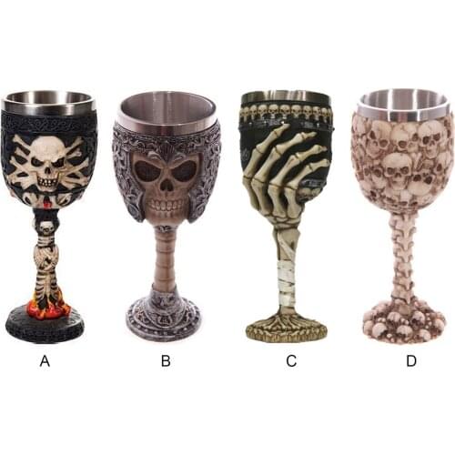 Behogar 200ml Retro Personalized Viking Style Stainless Steel Skull Wine Cocktail Cup for Birthday Gifts Halloween Party Decor
