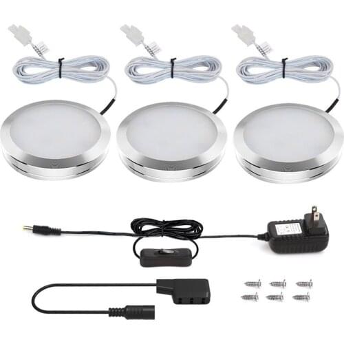 Wireless Dimmable LED Under Cabinet Light Aluminum LED Puck Light Kitchen Lights for wardrobe Counter Furniture Shelf Lighting