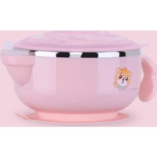 Baby Stainless Steel Tableware Dinnerware Suction Bowl With Spoon Kids Safety Dinner Feeding Bowls Dishes Tableware Baby Plate